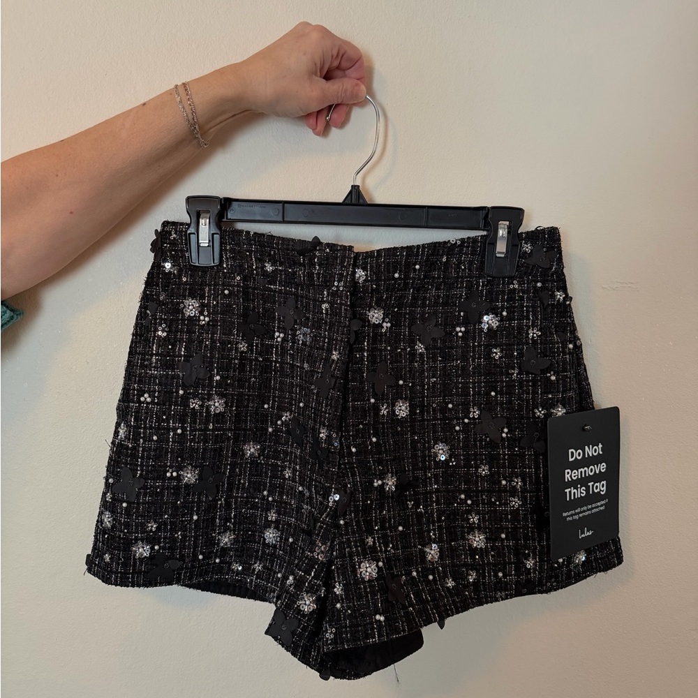Lulus sparkle tweed shorts 🖤🪩